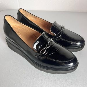 Black wedge loafers